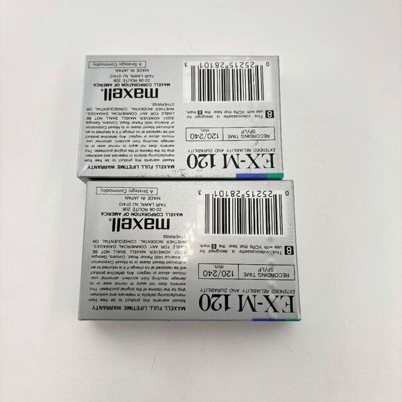 Lot of 2 BRAND NEW / SEALED Maxell EX-M MP-120 8mm Video Cassette Tapes - Picture 2 of 2